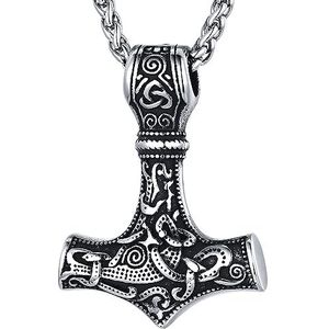 FaithHeart Ketting Viking raven, Hugin Munin ravenhanger, Keltische medaille, roestvrij staal/goud/zwart, ketting 55 + 5 cm, Scandinavische sieraden voor heren, dames