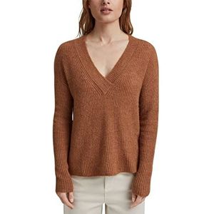 ESPRIT Collection Met alpaca: V-hals trui, Karamel