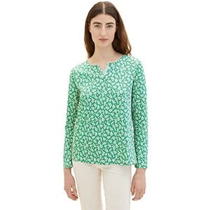 TOM TAILOR Dames shirt met lange mouwen 31117 bloemen design groen S, 31117 - groen bloemenpatroon