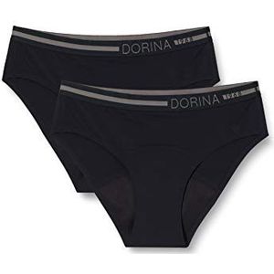 Dorina Eco Moon menstruatie-hipster voor dames, absorberend, 2 stuks, zwart/zwart