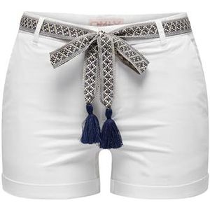 ONLY Onlgeorgia Belt Shorts Pnt Shorts Dames, Helder wit/detail: blauwe jurk / oatmeal