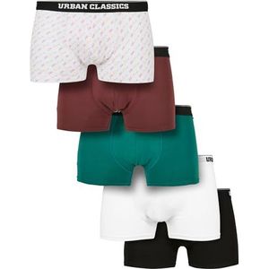 URBAN CLASSICS Boxershorts voor heren van zacht elastisch katoen, maat S - 5XL, Scrpt Clrfl+Chry+Trgrn+Wht+Zwart