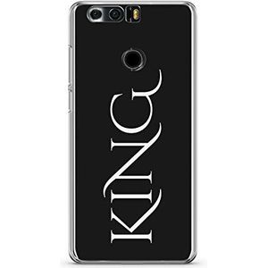 Finoo Huawei Honor 8 hoes silicone case cover hoes gemaakt in Duitsland met motief en optimale bescherming - King Font zwart