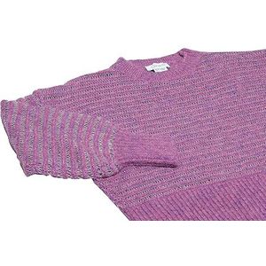 Caneva Pull en tricot rayé de qualité supérieure pour femme avec manches ballon, violet, taille XS/S, lilas, XS