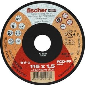 Fischer FCD-FP 115 x 1,5 roestvrij staal, snijschijf voor metaal en hoogwaardig roestvrij staal, type 41 plaat, voor haakse slijper, 1 stuk