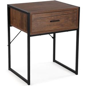 Versa Donkerbruin Nalua bijzettafel voor slaapkamer, afmetingen (hoogte x lengte x breedte) 60 x 48 x 40 cm, hout, kleur zwart, hout, eenheidsmaat