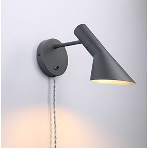 B·LED BARCELONA LED BarcelonaLED wandlamp met kabelstekker en schakelaar leeslamp modern elegant Scandinavisch design verstelbaar grijs voor slaapkamer E27