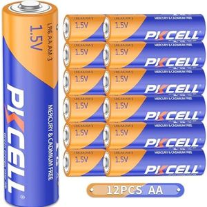 Set van 12 alkalinebatterijen AA LR6 1,5 V Double A voor toetsenborden, horloges, afstandsbedieningen enz. PKCELL