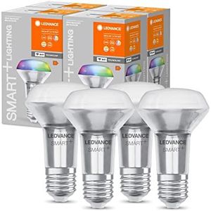 LEDVANCE Smart LED R63 spotlamp met wifi, E27-fitting, RGB-kleuren en lichtkleur, reflectorlamp ter vervanging van 60 W lampen, 4 stuks