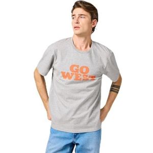 Wrangler Graphic Tee T-shirt voor heren, Medium Grijs, M