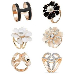 6 stuks zijden sjaal, gesp, clips, sjaalpinnen, metalen sjaalclip met stoffen ring, voor dagelijkse kleding, bruiloften, dansen, kerstcadeaus (goud), metaal, Stof Stof Metaal