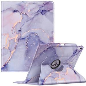 Fintie Beschermhoes voor iPad Air 13 inch 2025/2024 (M3/M2) – [Stylus-opslag] 360° draaibare beschermhoes, automatische slaap-/wekhoes, marmer lila