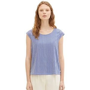 TOM TAILOR Denim T-shirt femme, 32608 – Royal Blue White Stripe, L