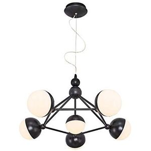 Homemania Kosmos Hanglamp, kogellamp, zwart, metaal, 62 x 62 x 120 cm, 6 x 40 W, 4000 lm, 3000 K, natuurlijk wit licht