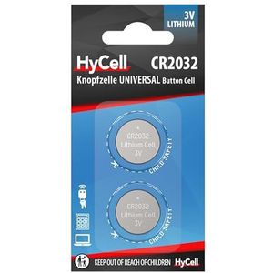 HyCell CR2032 platte batterijen (2 stuks) - knoopcellen voor autosleutels, horloges, parkeerpiepjes, garage-openingssystemen enz. - robuuste universele batterijen met hoge capaciteit