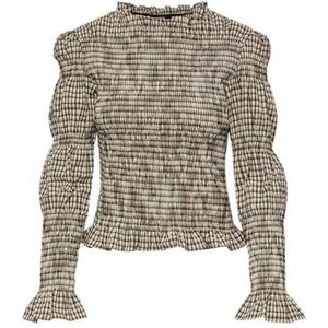 Y.A.S Yaschemma Ls Smock Noos tanktop voor dames, Eggnog/Detail: geruit, XXL, Eggnog/Detail: tegels, XXL