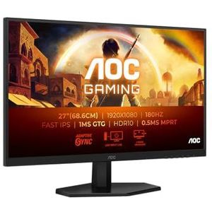 AOC Gaming 27G42E 27 inch FHD Monitor, 180Hz, 1ms, FreeSync Prem, G-Sync comp., HDR10 (1920 x 1080, HDMI, DisplayPort) zwart