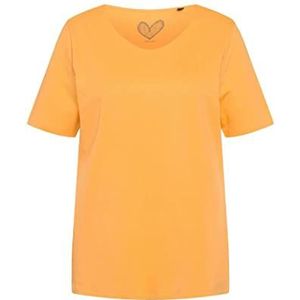 Ulla Popken Damesshirt met lange mouwen, tweelaags, slim fit, ronde, Cantaloupe Oranje