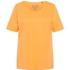 Ulla Popken Damesshirt met lange mouwen, tweelaags, slim fit, ronde, Cantaloupe Oranje