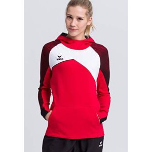 Erima Premium One 2.0 sweatshirt met capuchon voor dames, 1 stuk, Rood/Wit/Zwart