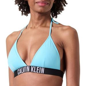 Calvin Klein Triangle-Rp-print bikinitop voor dames, Blauwe stempel