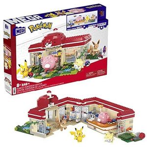 MEGA Pokemon HNT93 Pokémon Center Box uit het bos, bouwstenen spel voor kinderen en volwassenen, Pikachu-figuren, Leveinard, Eevee en Togepi, 648 delen, speelgoed voor kinderen vanaf 7 jaar