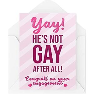 Grappige verlovingskaarten | Yay He's Not Gay After All | wenskaart | grappige kaart met lachen banter