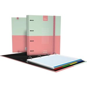 Grafoplás Classeur à 4 anneaux | A4 | Kuru | Rose | Comprend recharge quadrillage 5 x 5 bord couleur | Papier 90 g | Intercalaires en plastique | Dos incurvé ergonomique | Carpebook | Parfait matériel