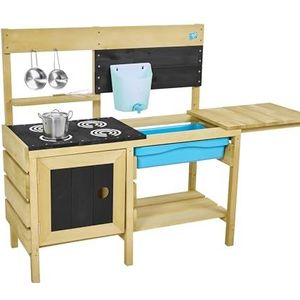 TP Toys TP612 Houten Inclusief, Deluxe Mud Jongens en Meisjes 3+, Kinderen Buitenspeelset met Waterpan, Spoelbak en Keuken Accessoires, Tuin Pretend Play voor Peuters