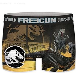 FREEGUN Jurassic World Boxershorts voor heren, ademend, zacht en rekbaar, geel, grijs, zwart, maat M, Rap