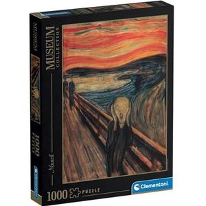 Clementoni Volwassen Puzzel, Munch - L'Urlo - 1000 Stukjes - Museum Collection, 14-99 jaar, 39377, Meerkleurig