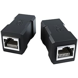 KabelDirekt – 2 LAN-koppelingen – Ethernet-adapters en netwerkconnectoren (twee RJ45-aansluitingen, maakt het eenvoudig aansluiten en verlengen van patchkabels, Cat 6A voor een doorvoer tot 10 Gbit/s,