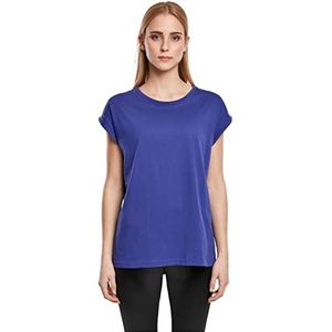 Urban Classics Dames T-shirt Extended Shoulder Basic Tee met Turnup-mouwen, BluePurple., S