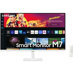 Samsung Monitor M7 (S32BM701), Flat 32 inch, 3840 x 2160 (UHD 4K), Smart TV, Airplay, Mirroring, Office 365, Wireless Dex, geïntegreerde luidsprekers, wifi, USB TypeC, wit