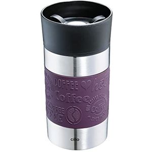 Cilio VIAGGIO Thermosbeker, 300 ml, violet, met 360° snelsluiting, dubbelwandig, lekvrij systeem, ideaal voor alle gangbare koffieautomaten