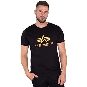 Alpha Industries Basic 100501 - T-shirt - normale maat - korte mouwen - heren, zwart/neonoranje