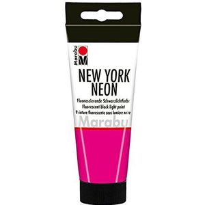 Marabu New York 12660050334 Neon Pink 100 ml, zwart licht, lichtbestendig, weerbestendig, sneldrogend, voor kwasten en stempelen op absorberende oppervlakken