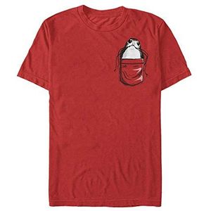 Star Wars Unisex Pocket Porg Organic T-shirt met korte mouwen, rood, M, ROT