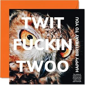 Grappige verjaardagskaarten voor mannen en vrouwen - Uil Twit Twoo - grove verjaardagskaart voor mama, papa, broer, zus, zoon, dochter, opa, 145 mm x 145 mm