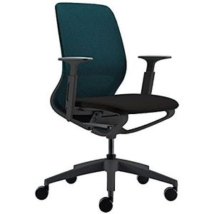 Sedus SE:Motion Net Bureaustoel met blauw mesh-membraan, zwart zitkussen, verstelbare armleuningen, in hoogte verstelbaar 42-52,5 cm, belastbaar tot 130 kg, openingshoek 23°