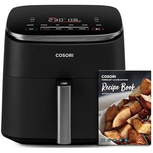 COSORI Turbo Blaze™ Heteluchtfriteuse met instelbare ventilatorniveaus, Airfryer 6 liter (1,4 kg), 30-230 °C, yoghurtdehydratatie, fermentatie, mini-oven, 80+ recepten online, compact,