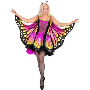 Widmann 10861 Kostuum Vlinder Tutu Jurk Vleugels en Antennes voor Vrouwen Dieren Vouwen Carnaval Themafeest Veelkleurig S