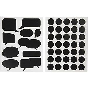 Stickers voor krijtbord, blad, 14 x 18 cm, zwart, cirkel en BD-dialoogscherm, 2 stuks.