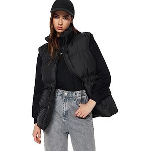 Trendyol Gilet tissé à capuche coupe régulière pour femme, Noir, XL