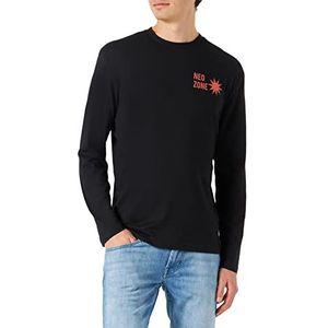 Springfield Sweatshirt van katoen, hemd, heren, zwart, XL, zwart.
