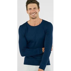 Damart - T-shirt Thermolactyl Col Rond, Côtes Molletonnées, Homme, Bleu, Taille L, Manches Longues