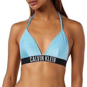 Calvin Klein Dames triangel bikinitop met vulling, blauwe tide, L, Blue Tide