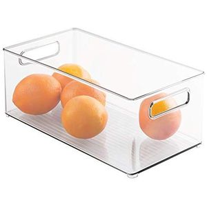 InterDesign EMW6405864 Stapelbare Opbergdozen, Opbergcontainer Voor De Koelkast En Vriezer, Gemaakt Van Kunststof, Helder, 20,5 x 37,0 x 15,0 cm