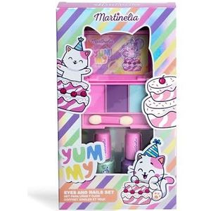 MARTINELIA - Set van 2 nagellak op waterbasis en palet met 3 oogschaduw voor kinderen - make-upkoffer voor meisjes - zonder schadelijk product - cadeau voor meisjes vanaf 3 jaar
