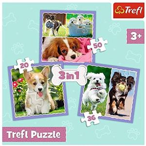 Trefl, Puzzel, schattige honden, 20 tot 50 stukjes, 3 sets, voor kinderen vanaf 4 jaar